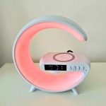 G-Shaped RGB Wireless Charging Bluetooth Speaker Alarm Clock (White Edition)