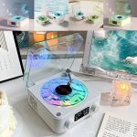 Mini Vinyl Turntable Bluetooth Speaker with Ambient Display (Ocean Theme Edition)