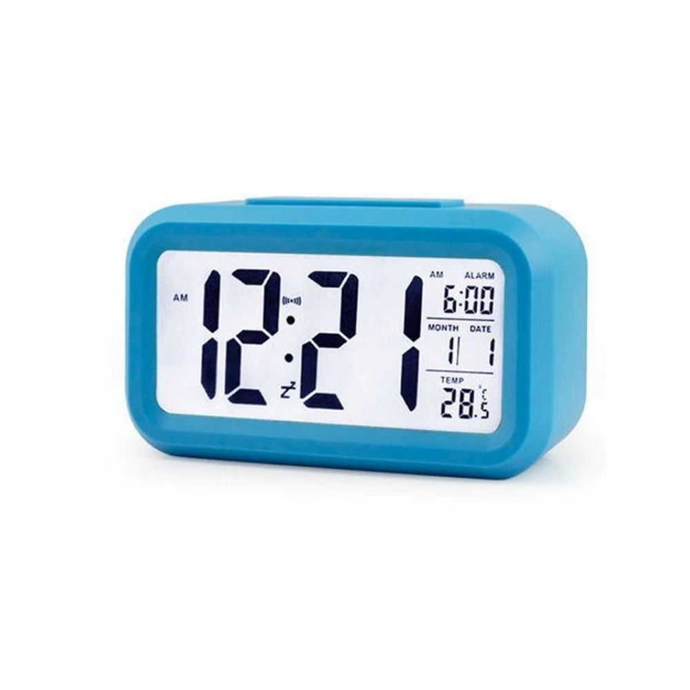 ELE-Product (61) Large Screen LCD Digital Alarm Clock with Temperature Display (Blue Edition) - Image 1