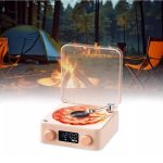 Mini Vinyl Turntable Bluetooth Speaker with Ambient Display (Campfire Theme Edition)
